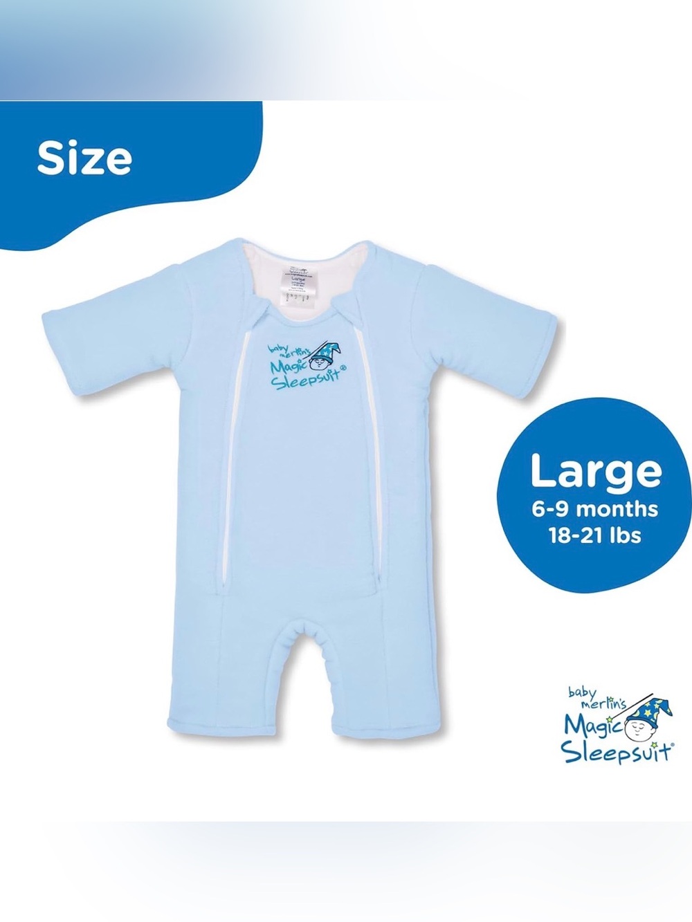 Baby Merlin Magic Sleepsuit - Light Blue Infant Sleep Sack 6-9 months